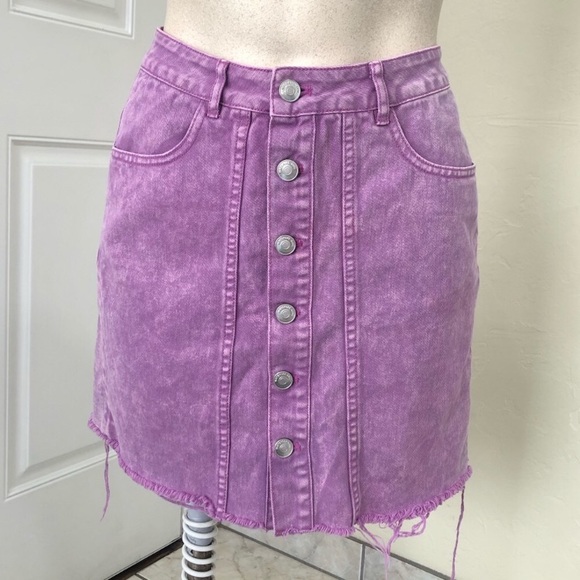 Purple Denim Button Up Skirt Material Girl - Picture 6 of 7